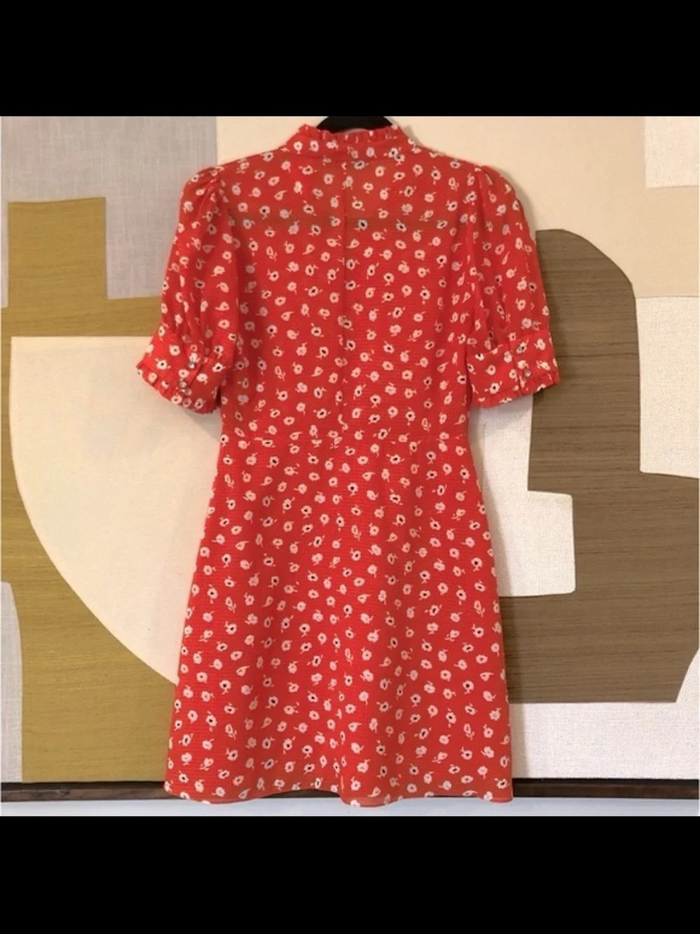 Zara floral coral dress with jewel buttons